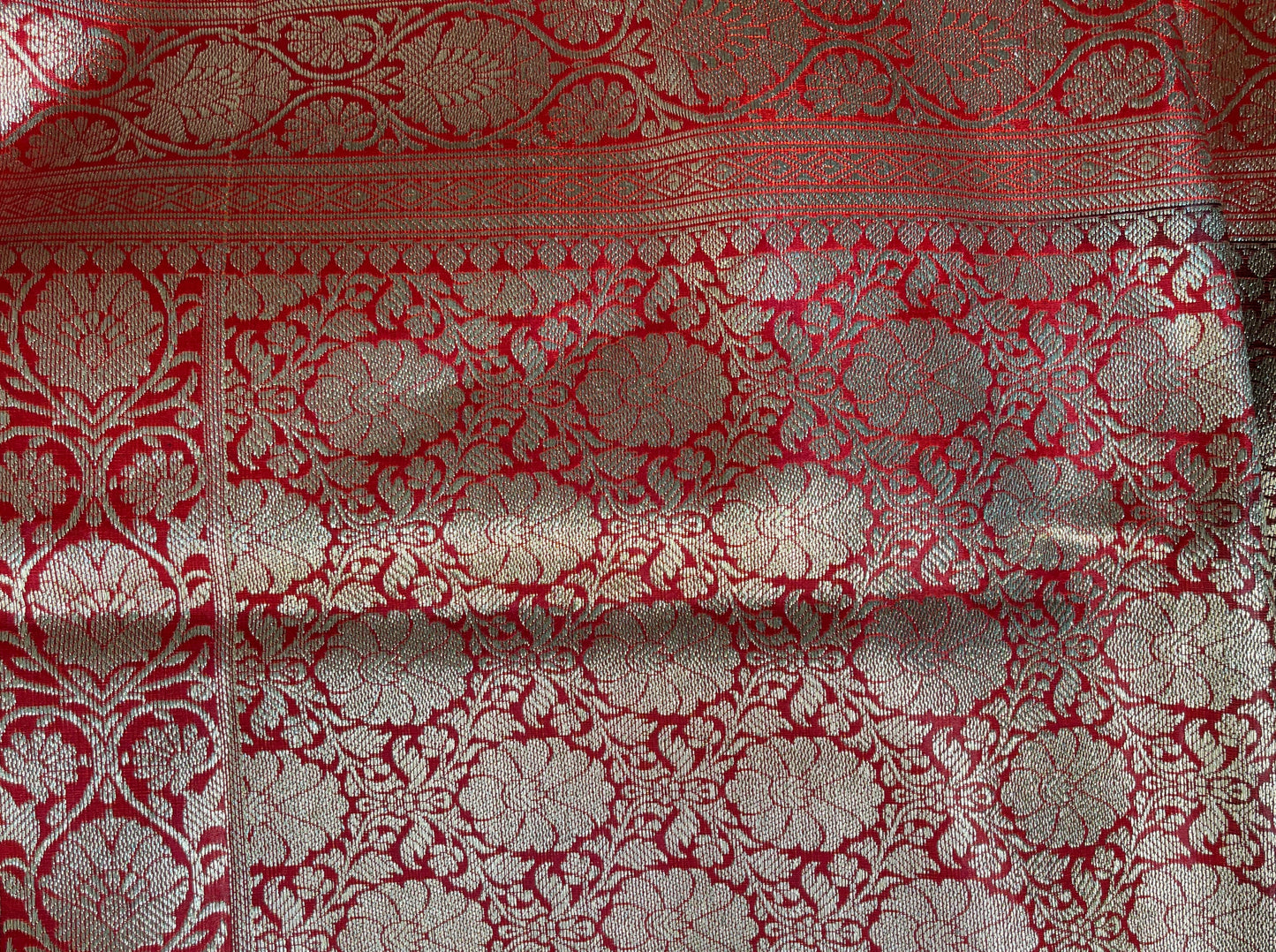 Red and Black Golden zari Banarasi Silk Saree