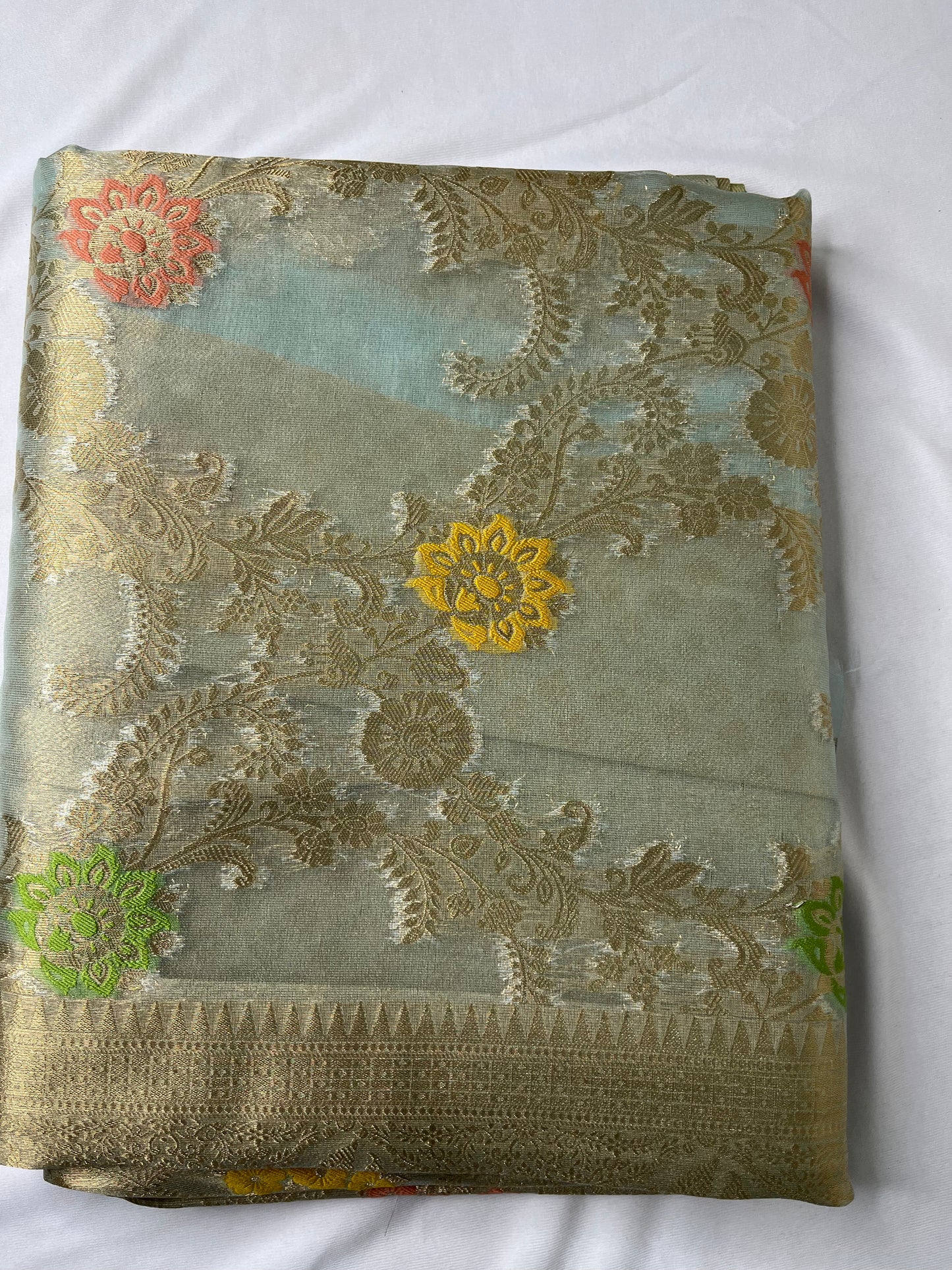 Light Blue Tissue Silk Banarasi Saree