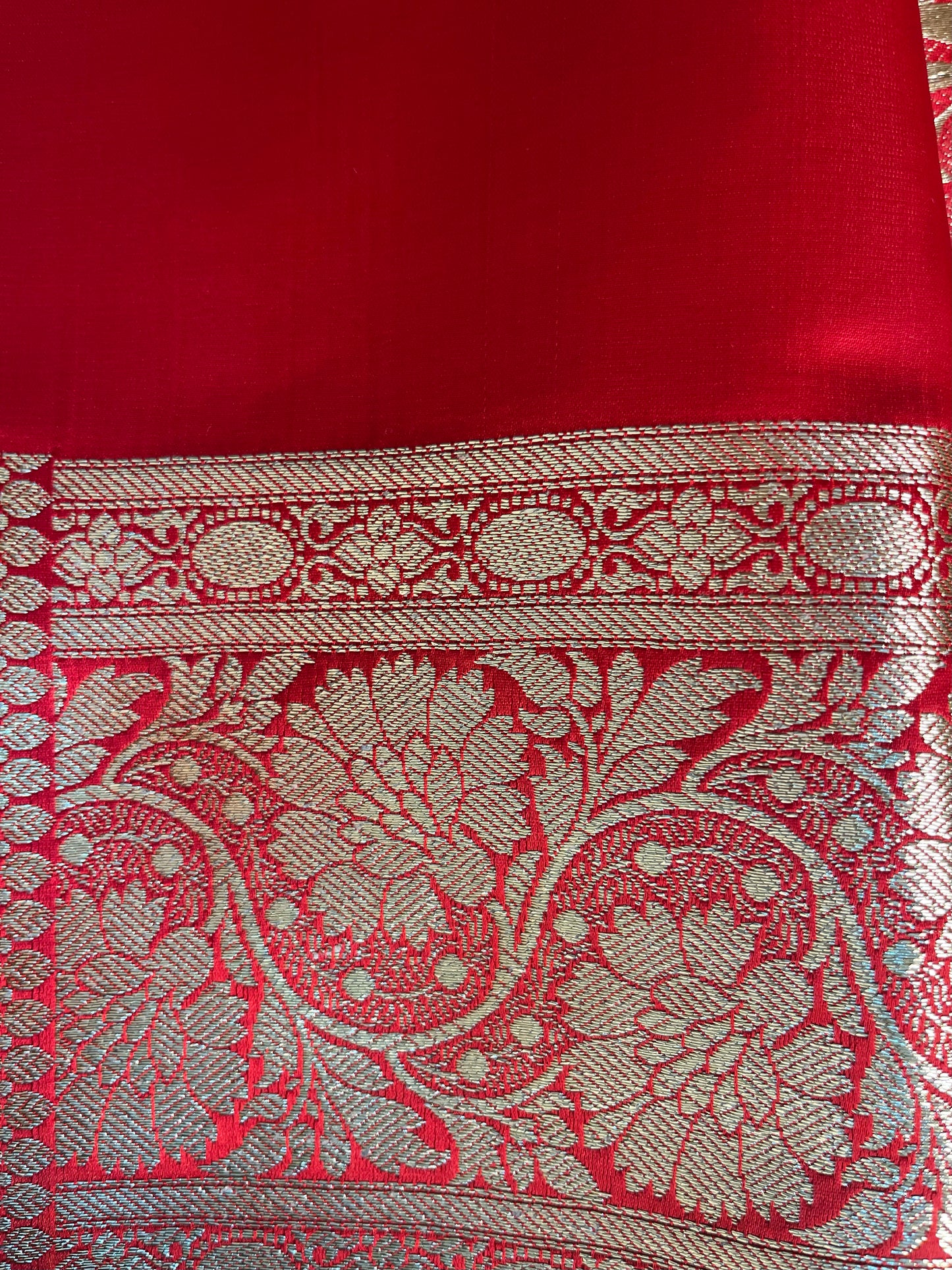 Red Lehariya Katan Silk Banarasi Saree