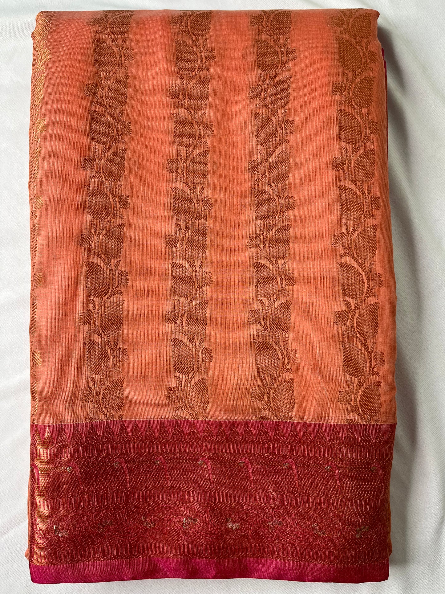 Orange cotton Banarasi Saree
