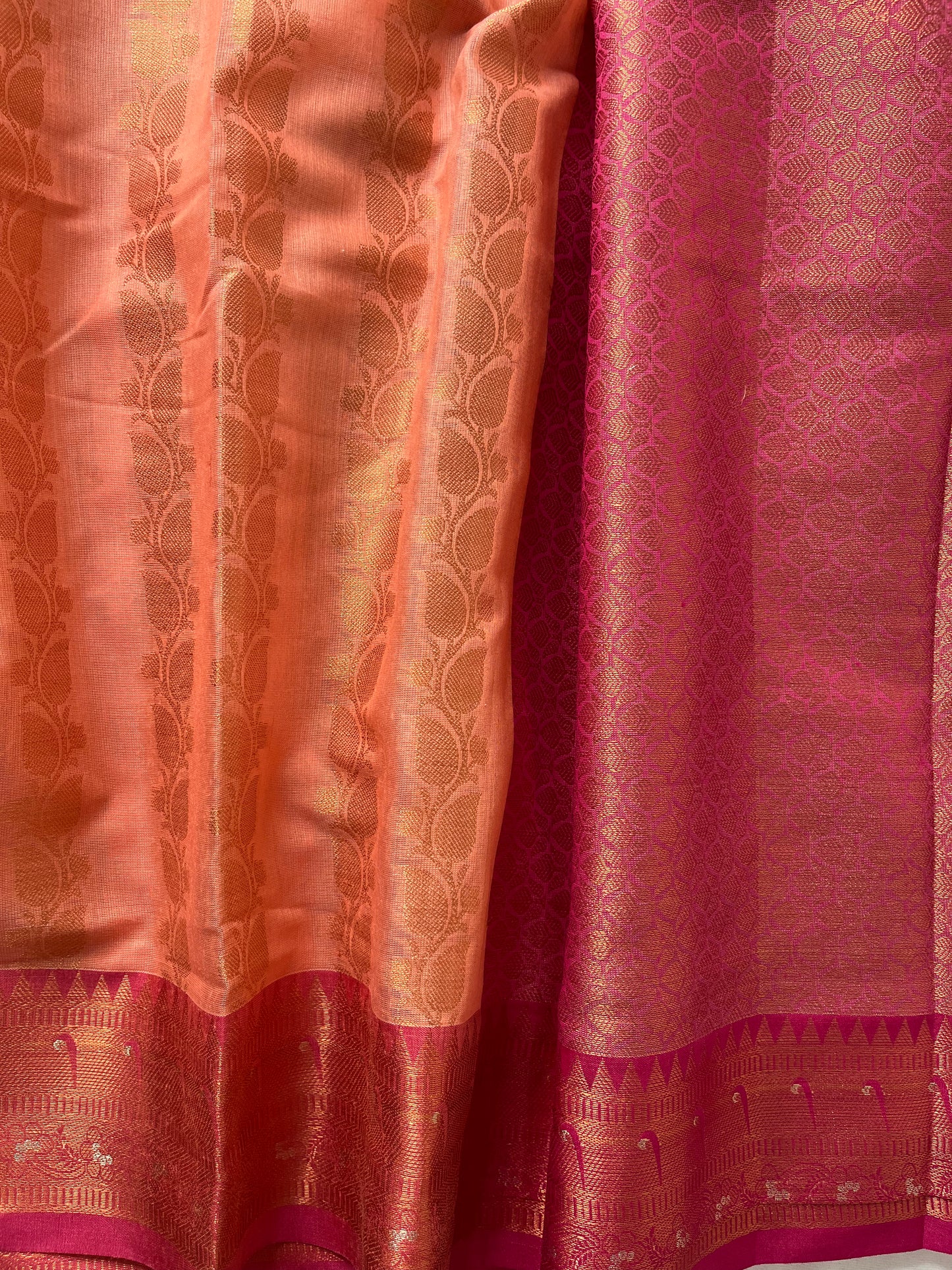 Orange cotton Banarasi Saree