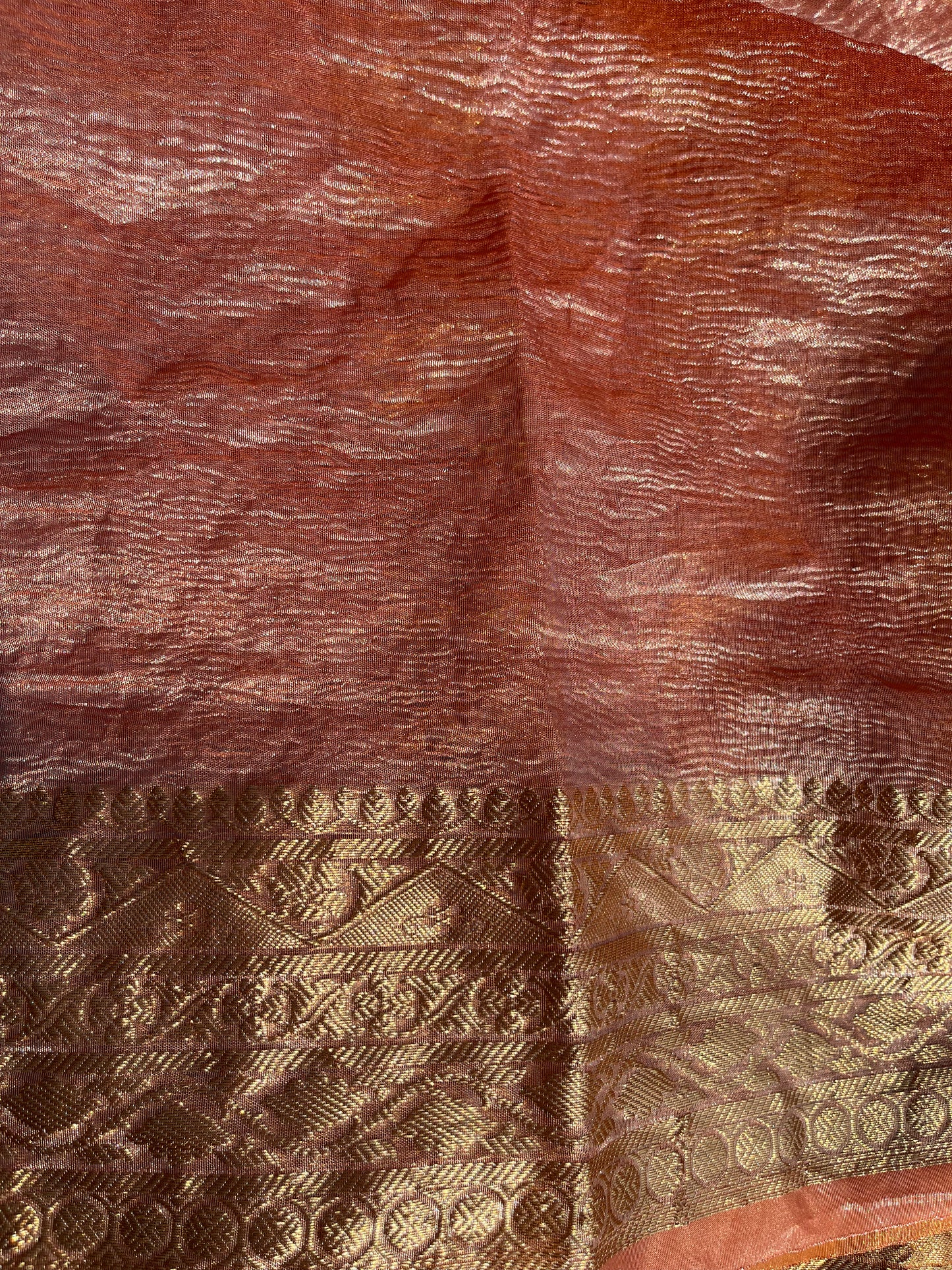 Crushed Golden Tissue Silk Banarasi Saree