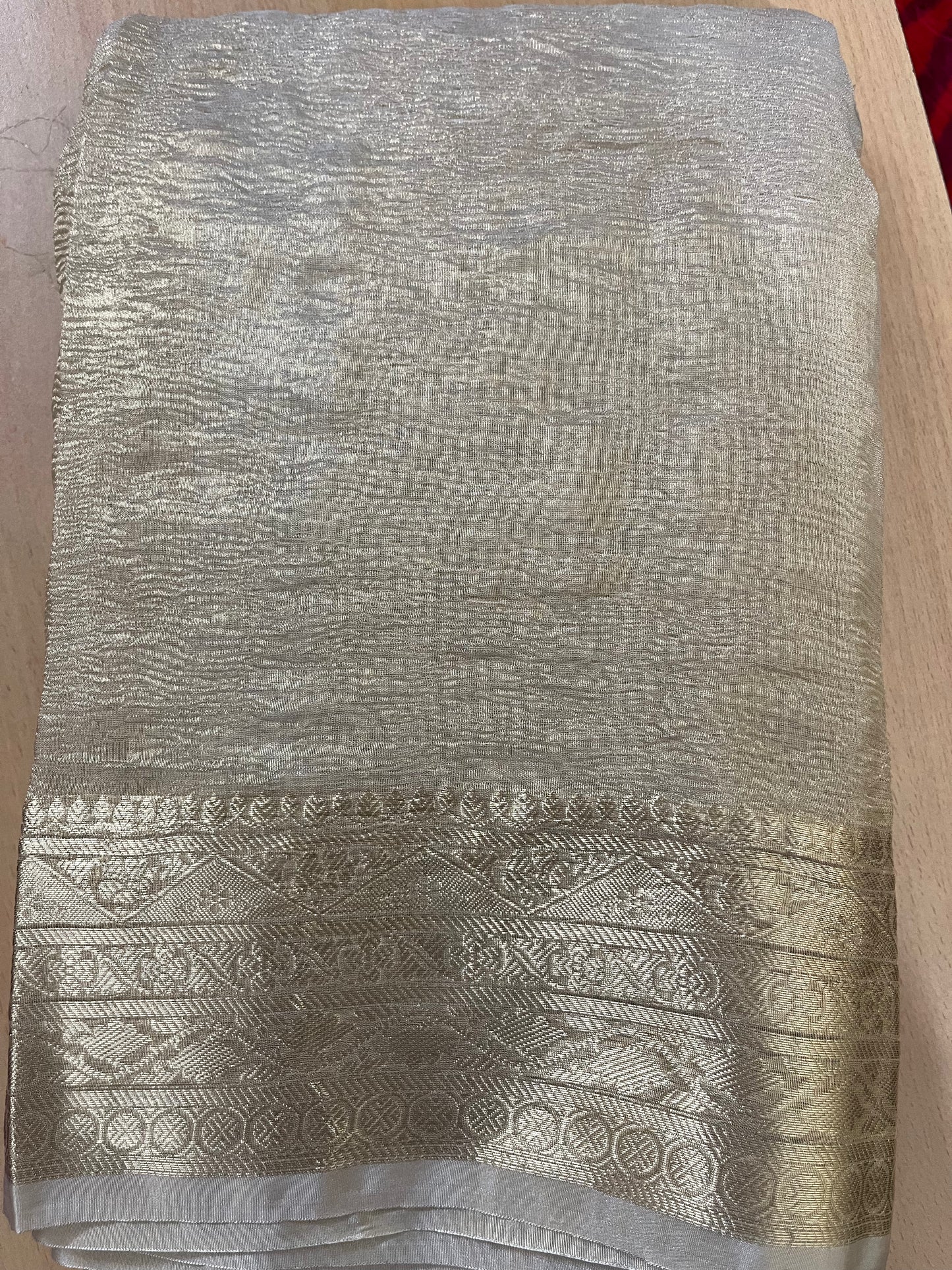 Crushed Golden Tissue Silk Banarasi Saree