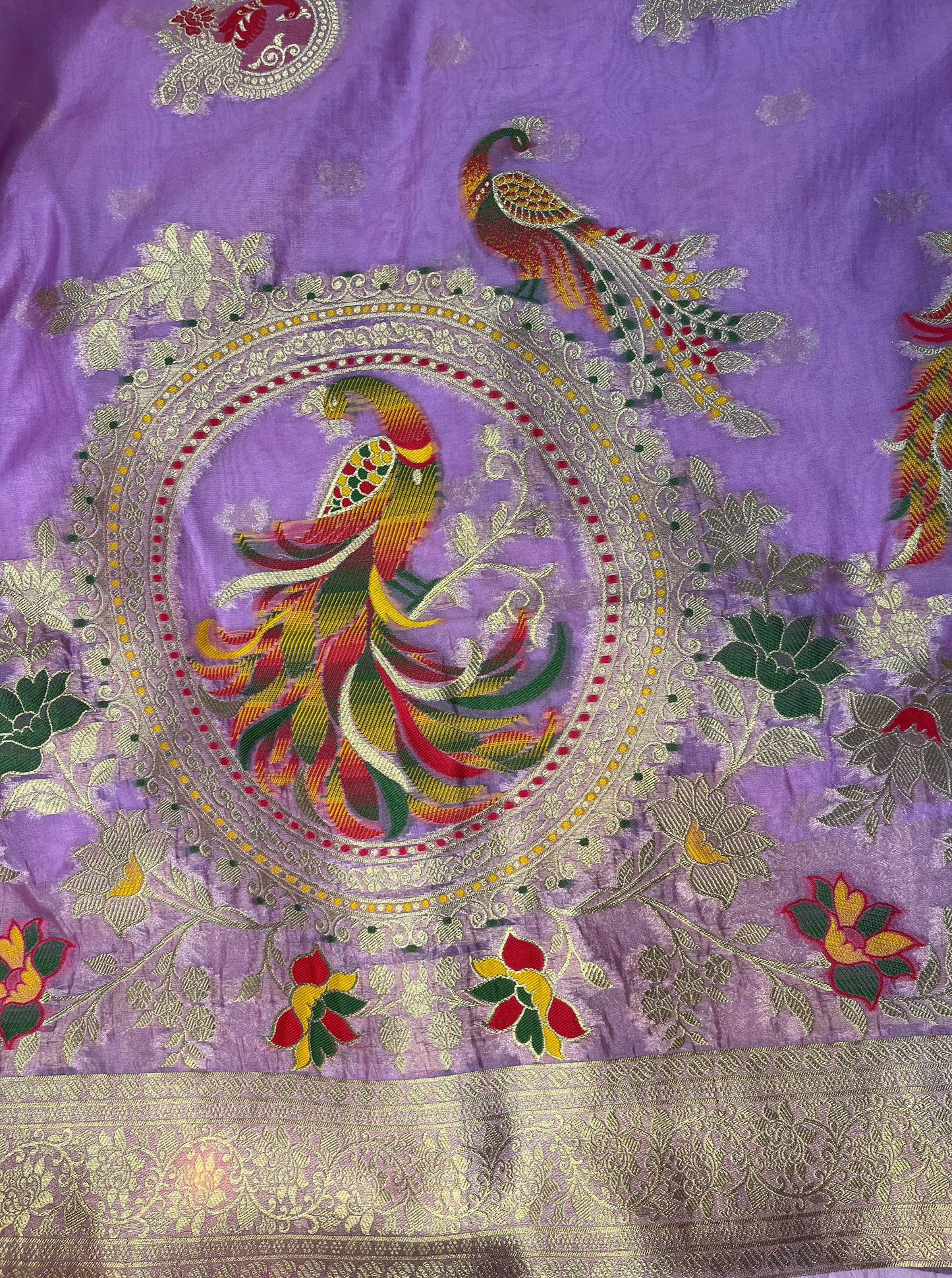 lilac Meenakari work Banarasi saree
