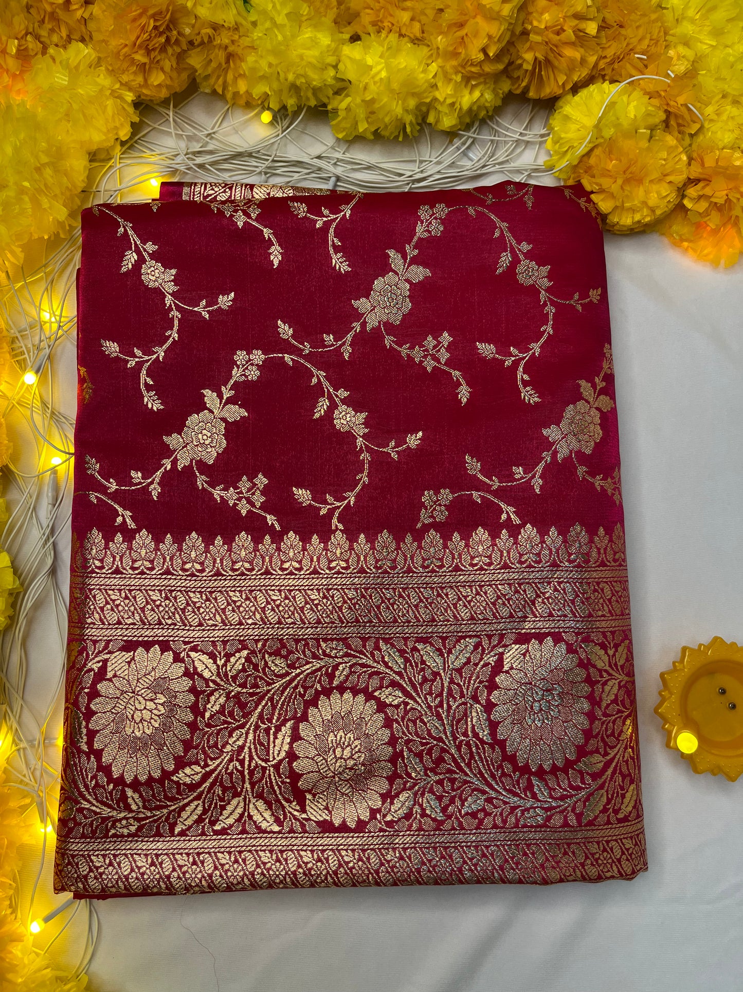 Rani Jaal work Banarasi Katan silk saree