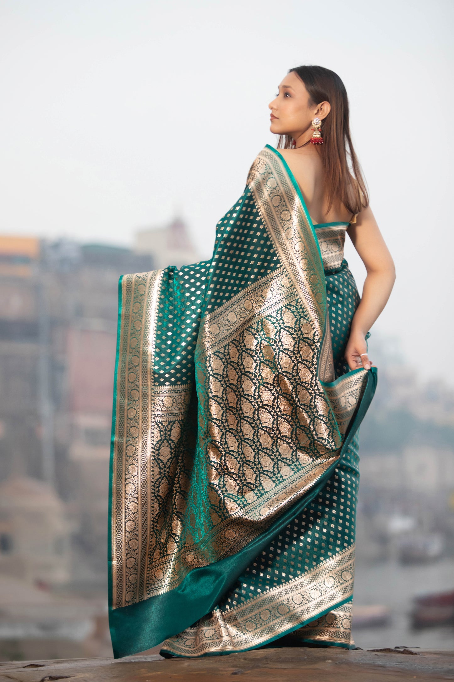 Myrtle Green Banarasi Silk Saree