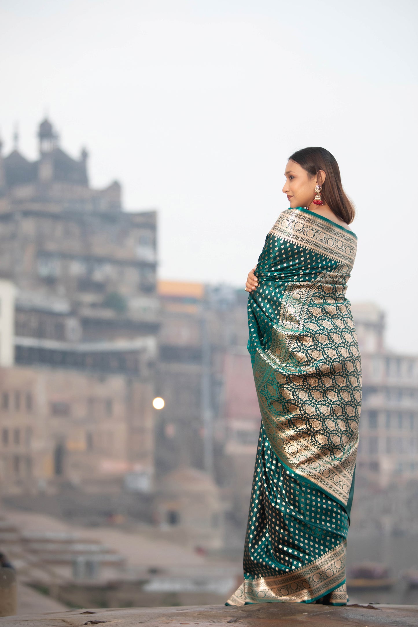 Myrtle Green Banarasi Silk Saree