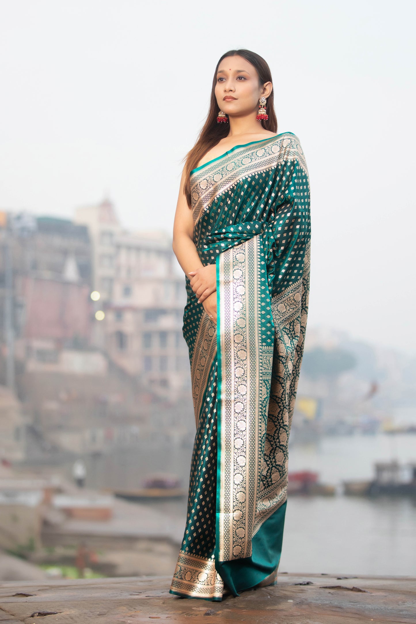 Myrtle Green Banarasi Silk Saree