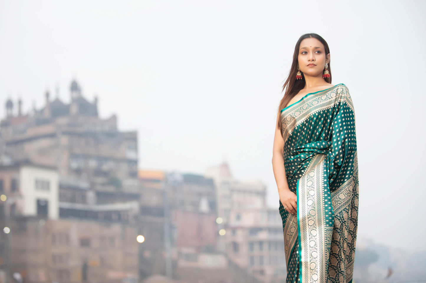 Myrtle Green Banarasi Silk Saree