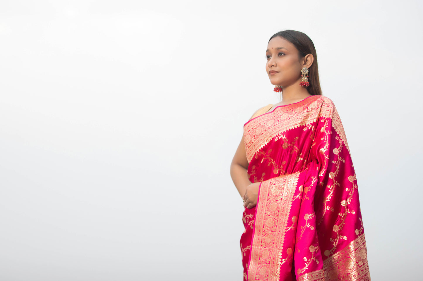 Rani Pink Banarasi Silk Saree
