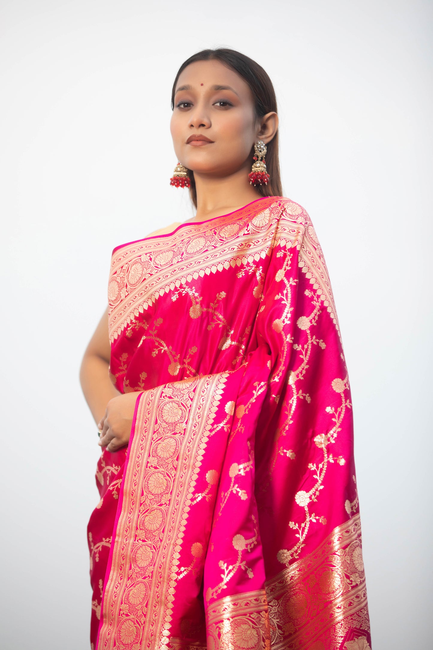 Rani Pink Banarasi Silk Saree