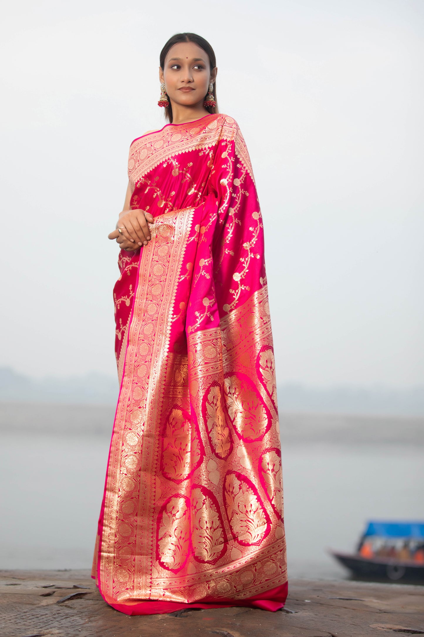 Rani Pink Banarasi Silk Saree