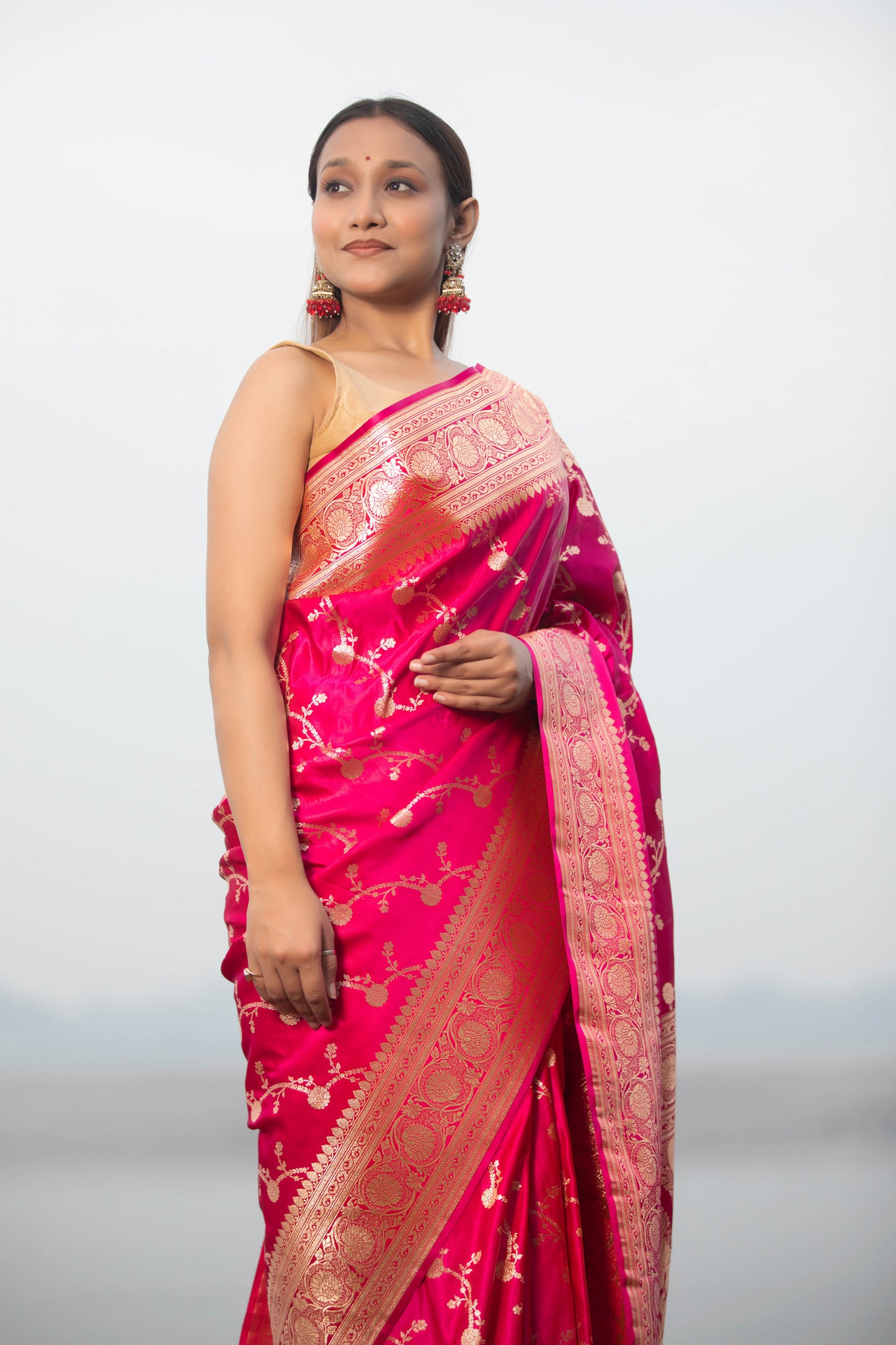 Rani Pink Banarasi Silk Saree