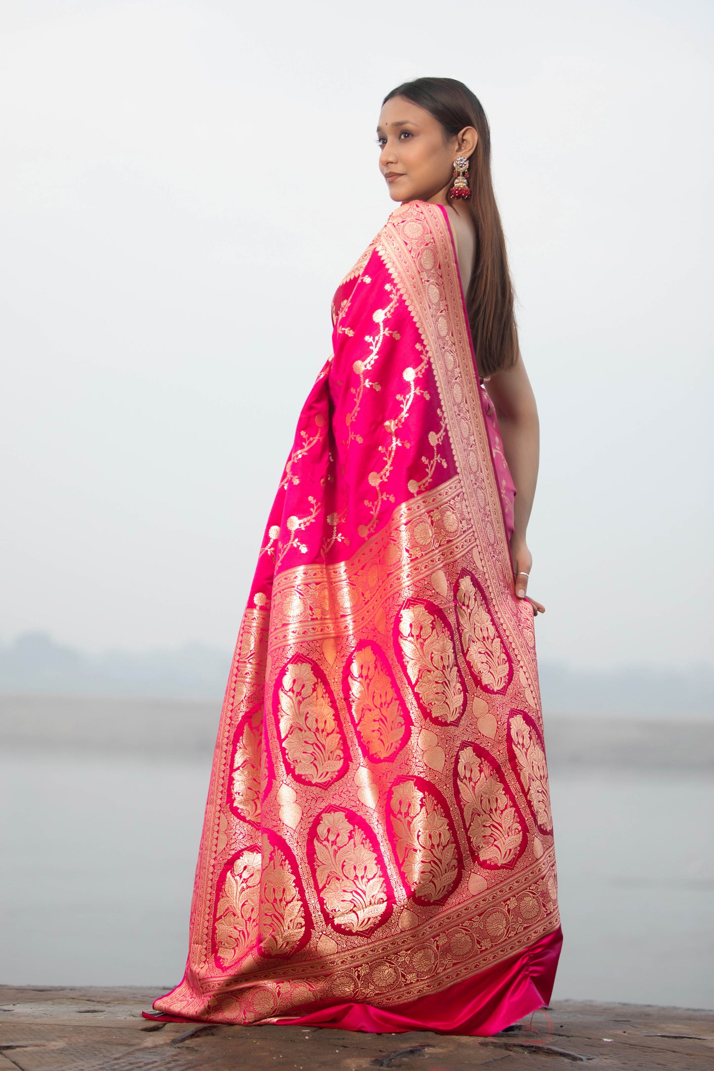 Rani Pink Banarasi Silk Saree