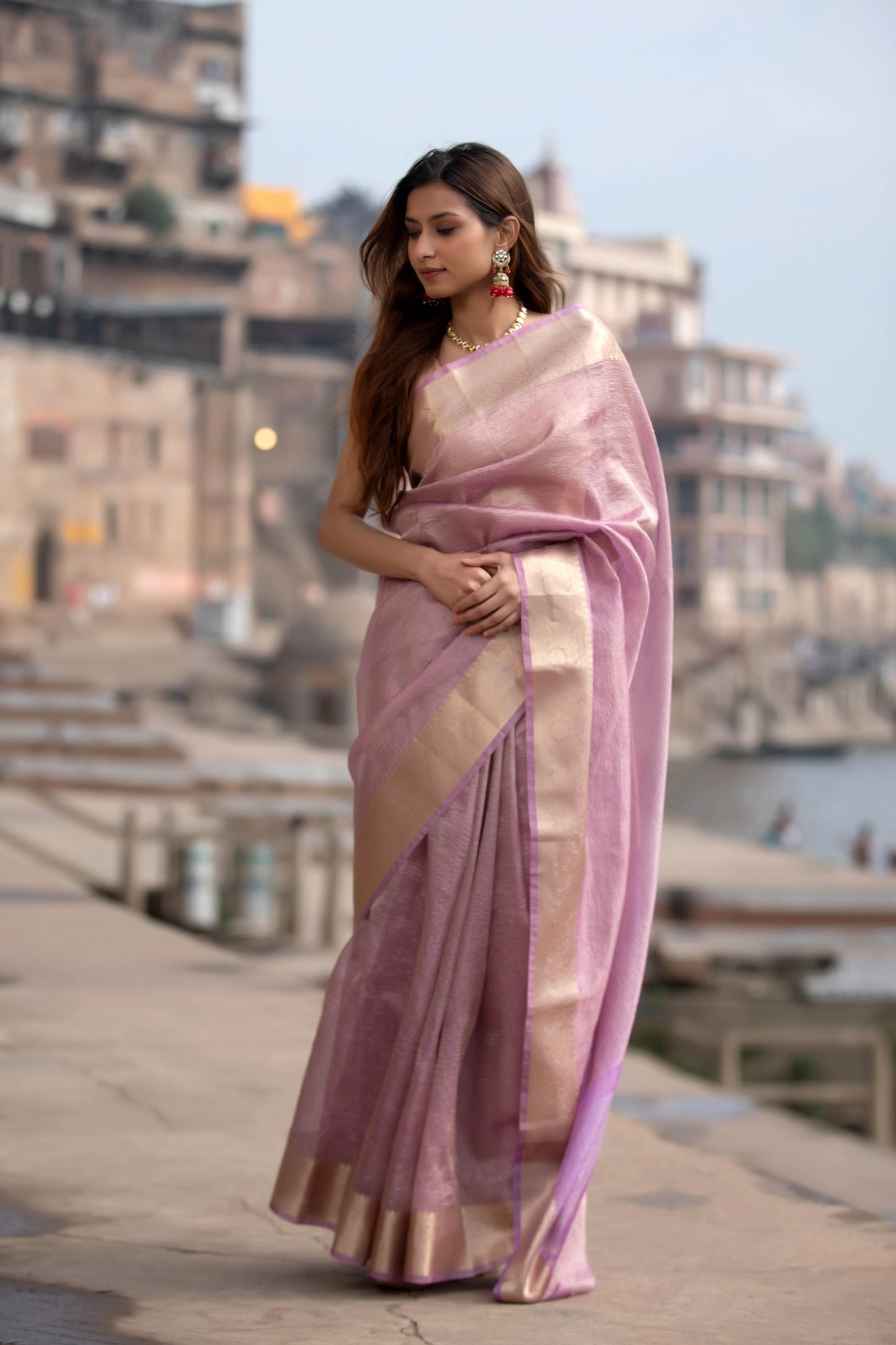 Blush Pink Banarasi Silk Saree