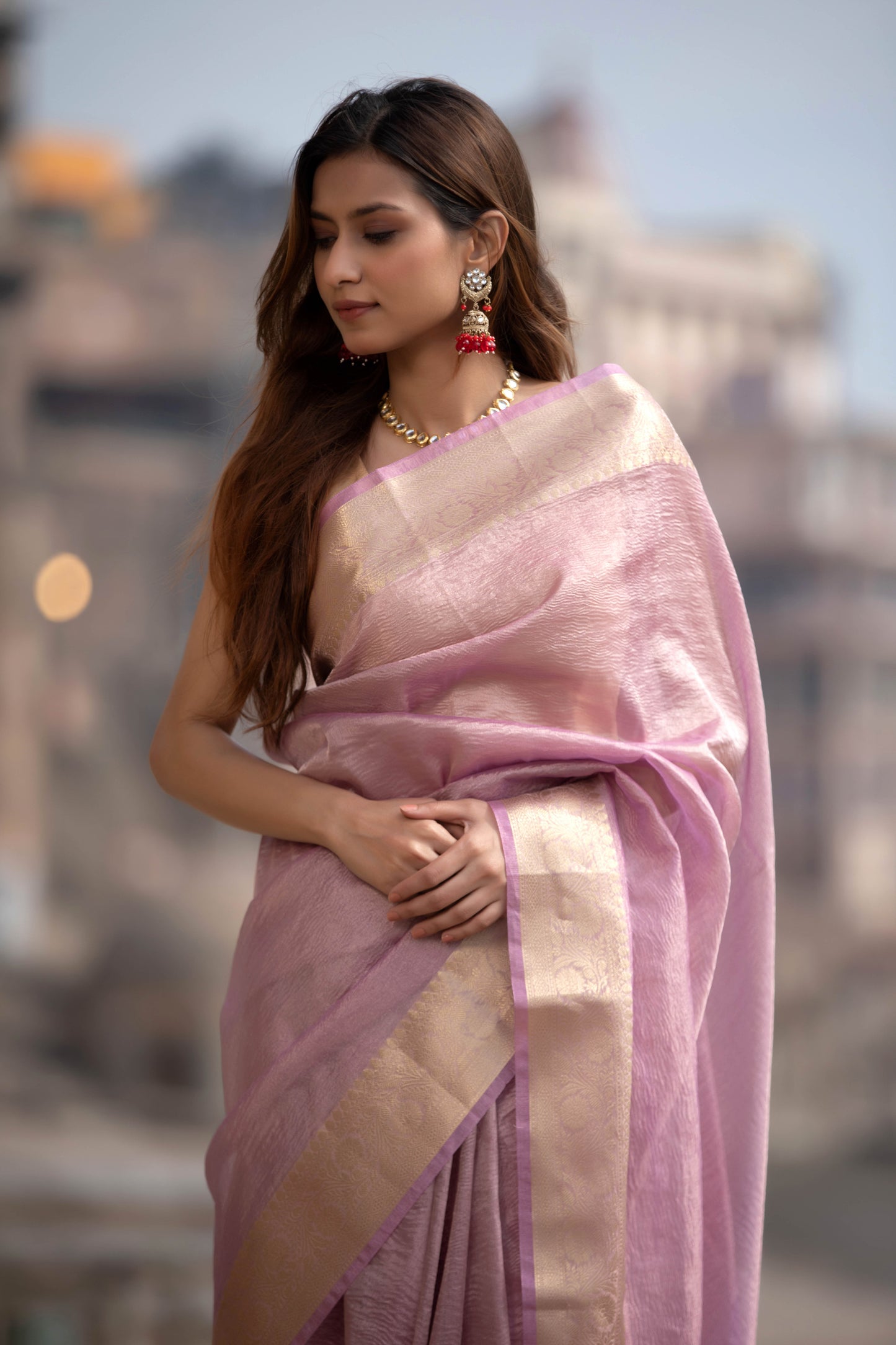 Blush Pink Banarasi Silk Saree