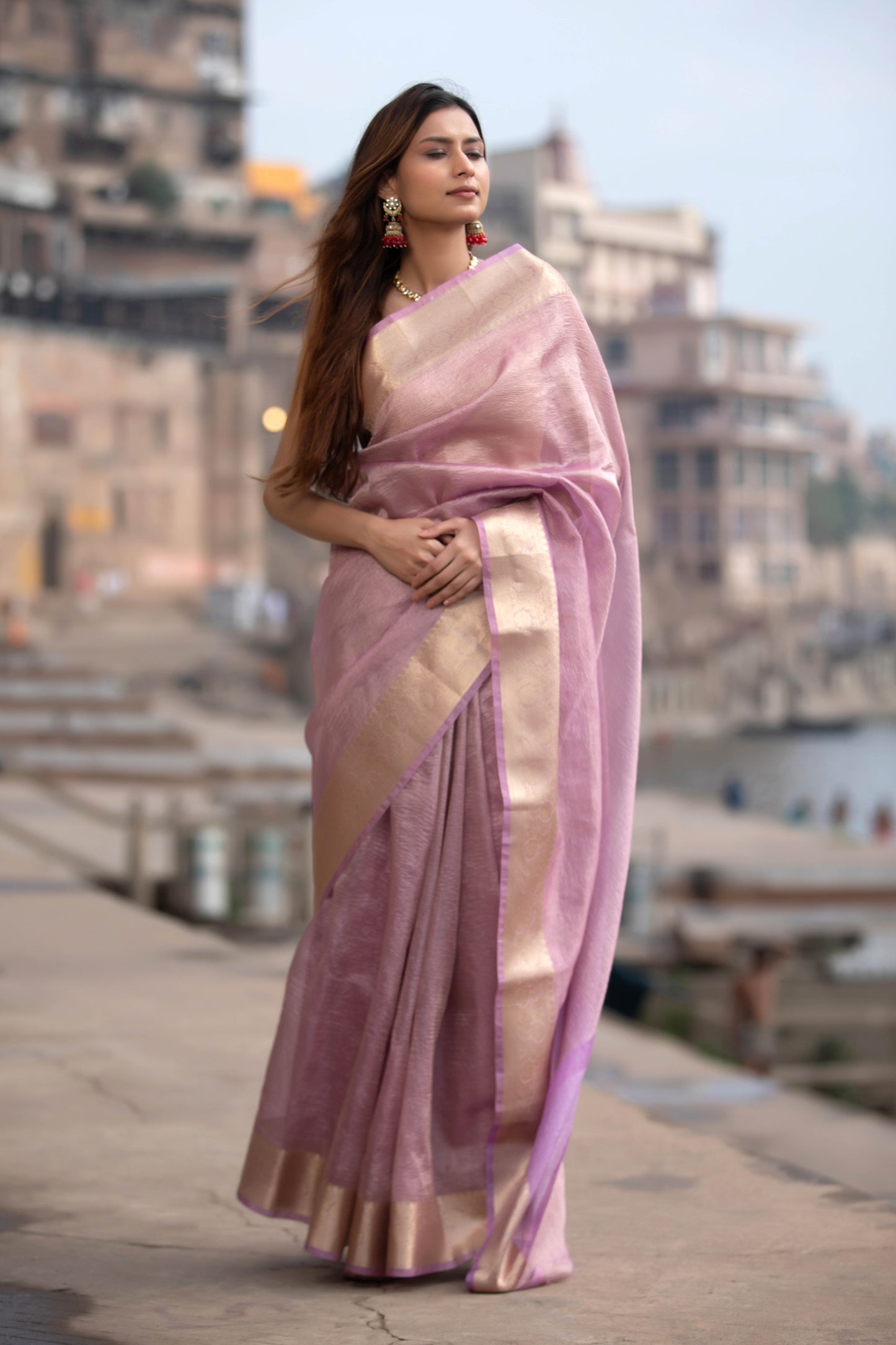 Blush Pink Banarasi Silk Saree
