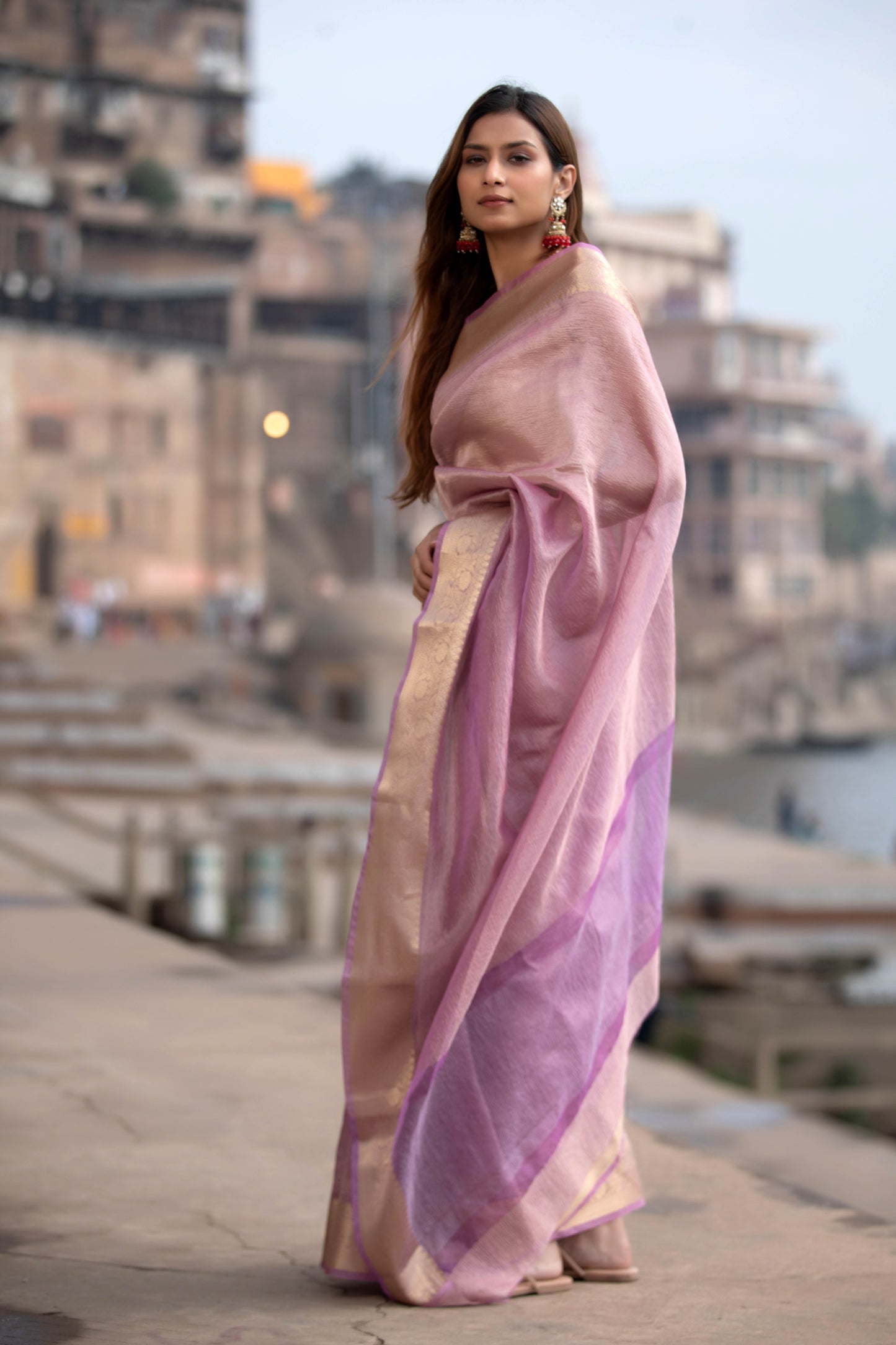 Blush Pink Banarasi Silk Saree