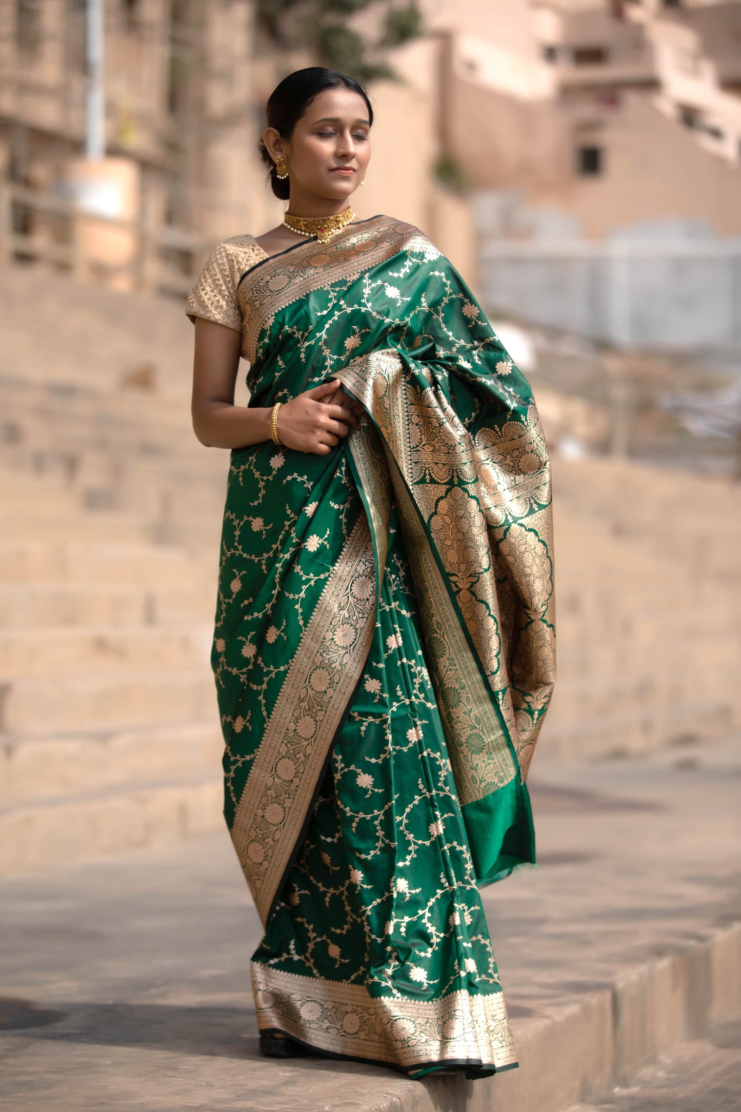 Phthalo Green Banarasi Silk Saree