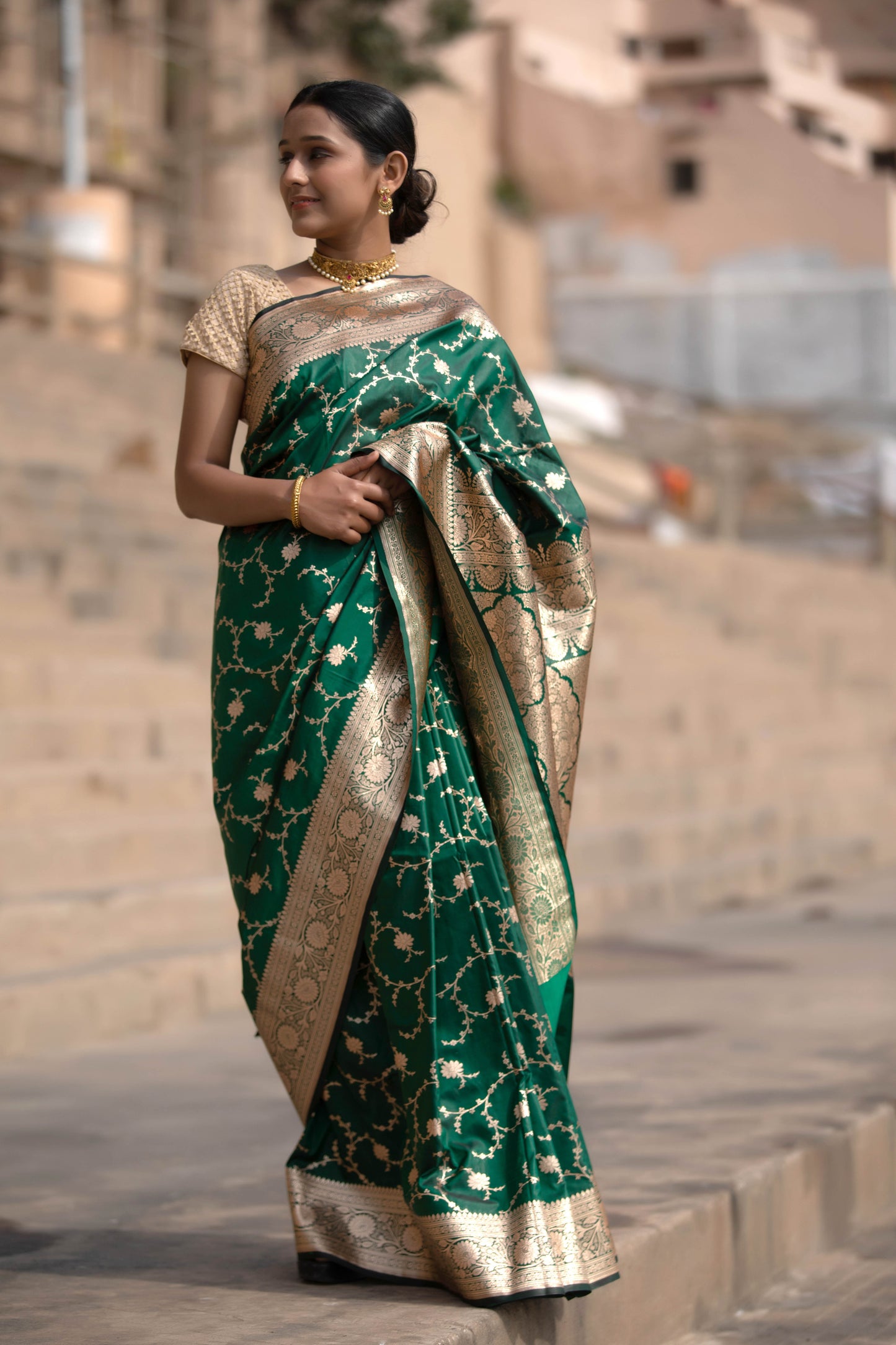 Phthalo Green Banarasi Silk Saree