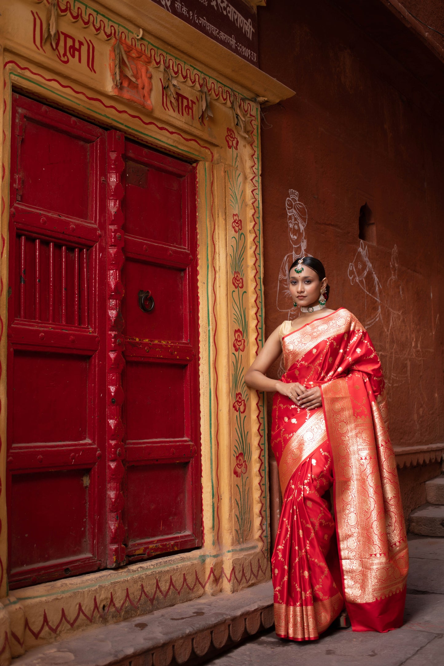 Deep Carmine Pink Banarasi Silk Saree