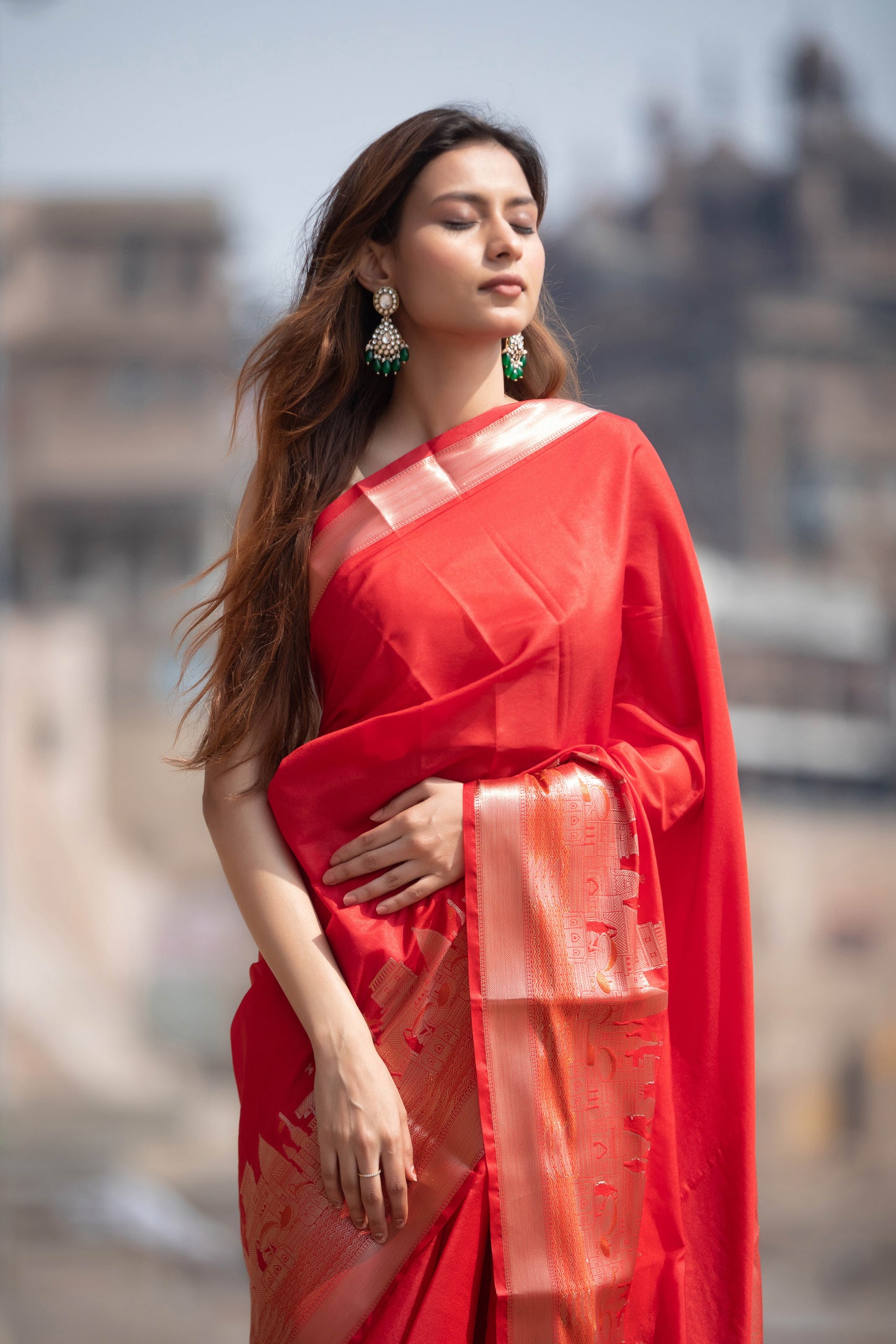 Ganga Ghat Banarasi Silk Saree
