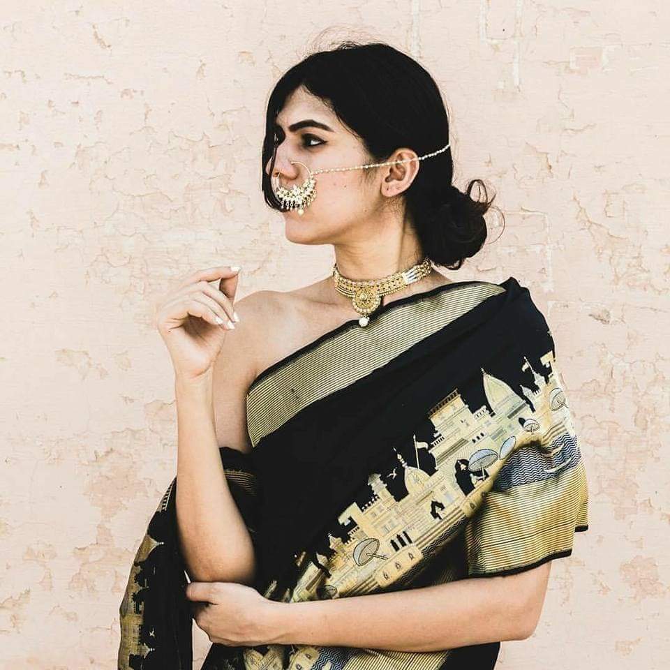 Ganga Ghat Banarasi Semi Silk Saree