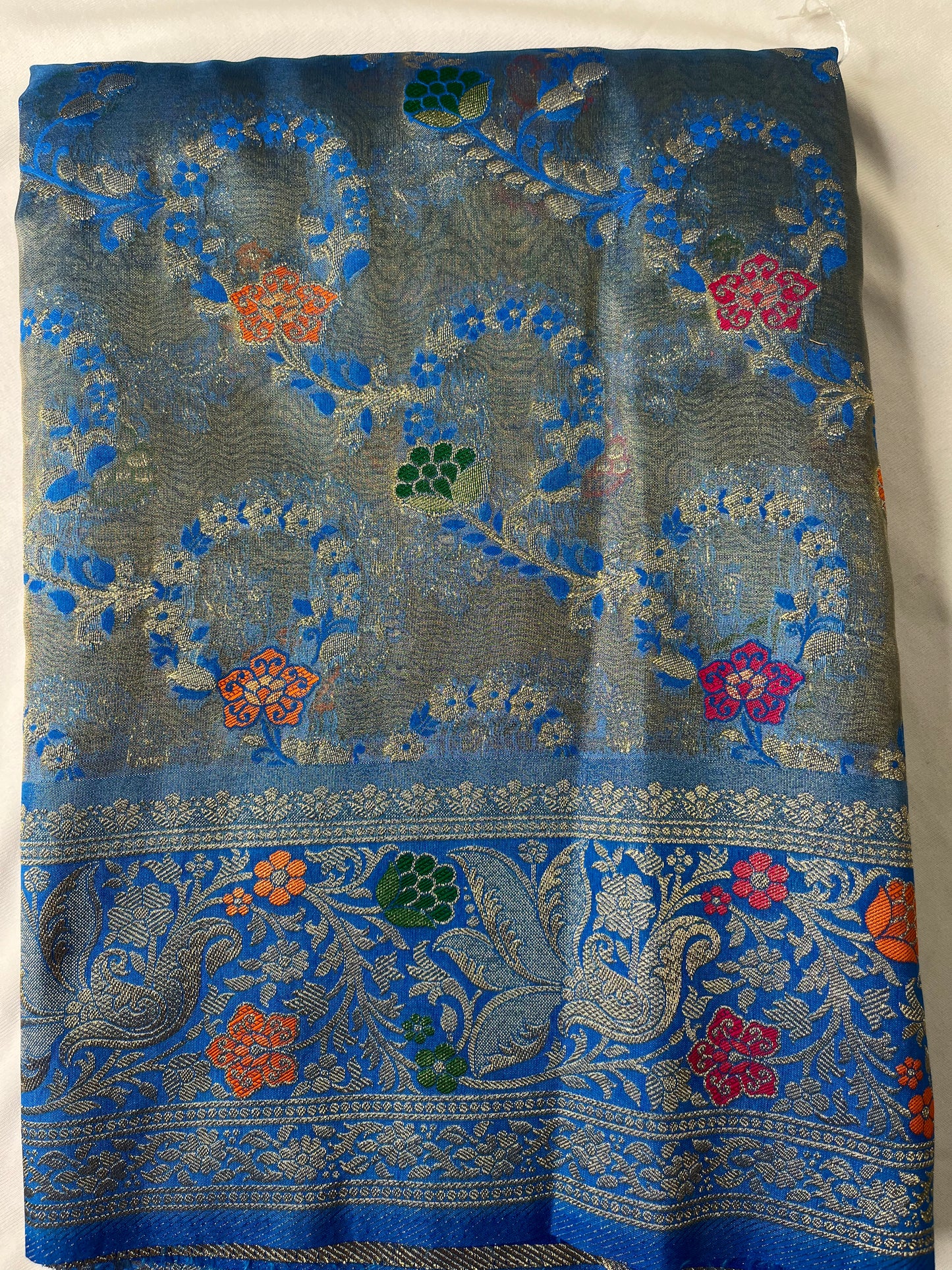 Blue Tissue Silk Banarasi Silk Saree