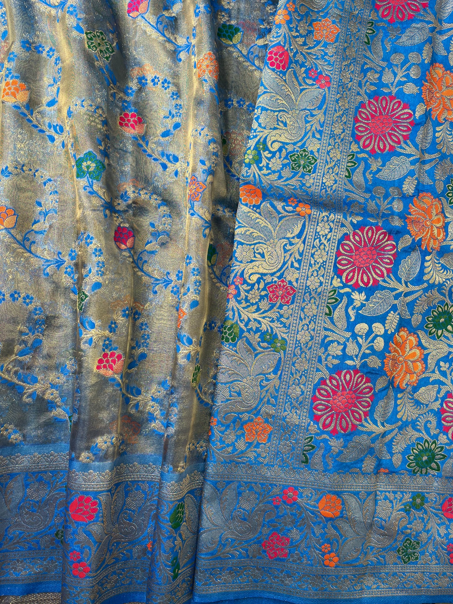 Blue Tissue Silk Banarasi Silk Saree