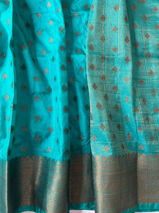 Green with small booti Banarasi Silk saree