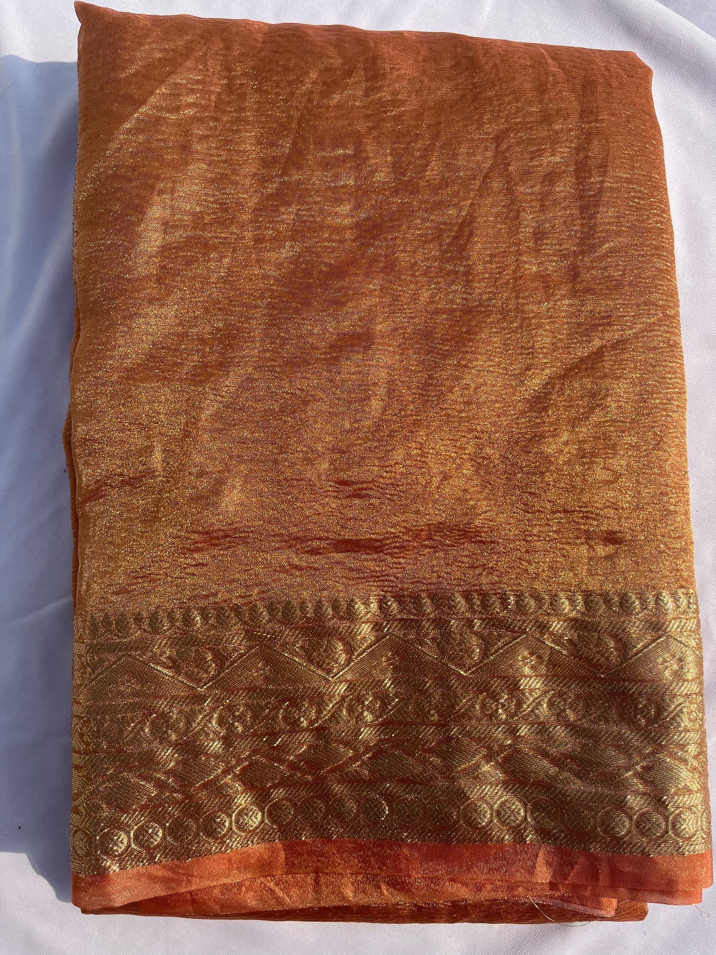 Crushed Golden Tissue Silk Banarasi Saree