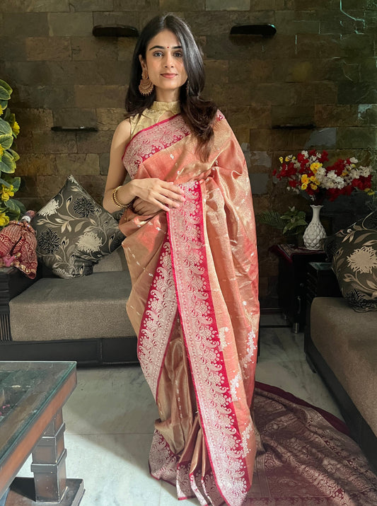 Golden Banarasi Silk Saree