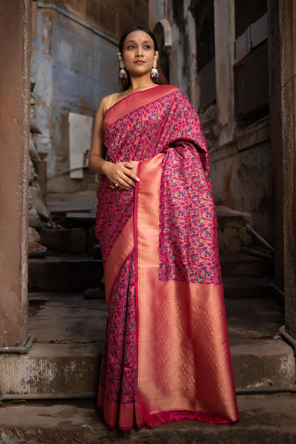 Paradise Pink Pashmina Silk Saree