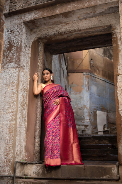 Paradise Pink Pashmina Silk Saree