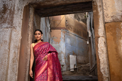 Paradise Pink Pashmina Silk Saree