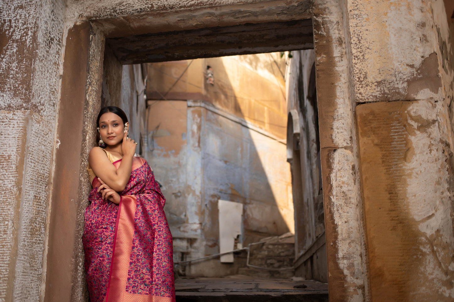 Paradise Pink Pashmina Silk Saree