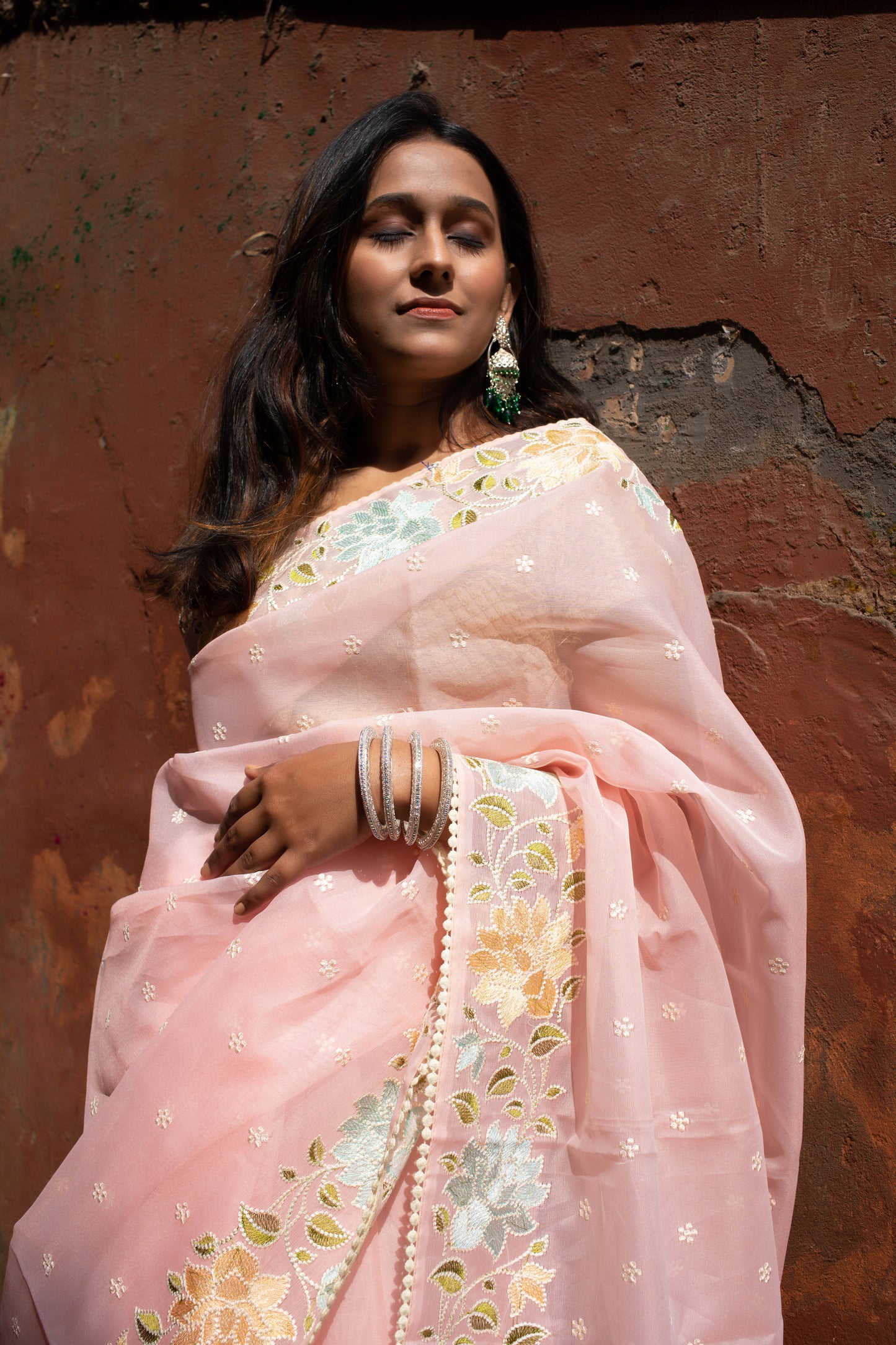 Misty Rose Banarasi Silk Saree