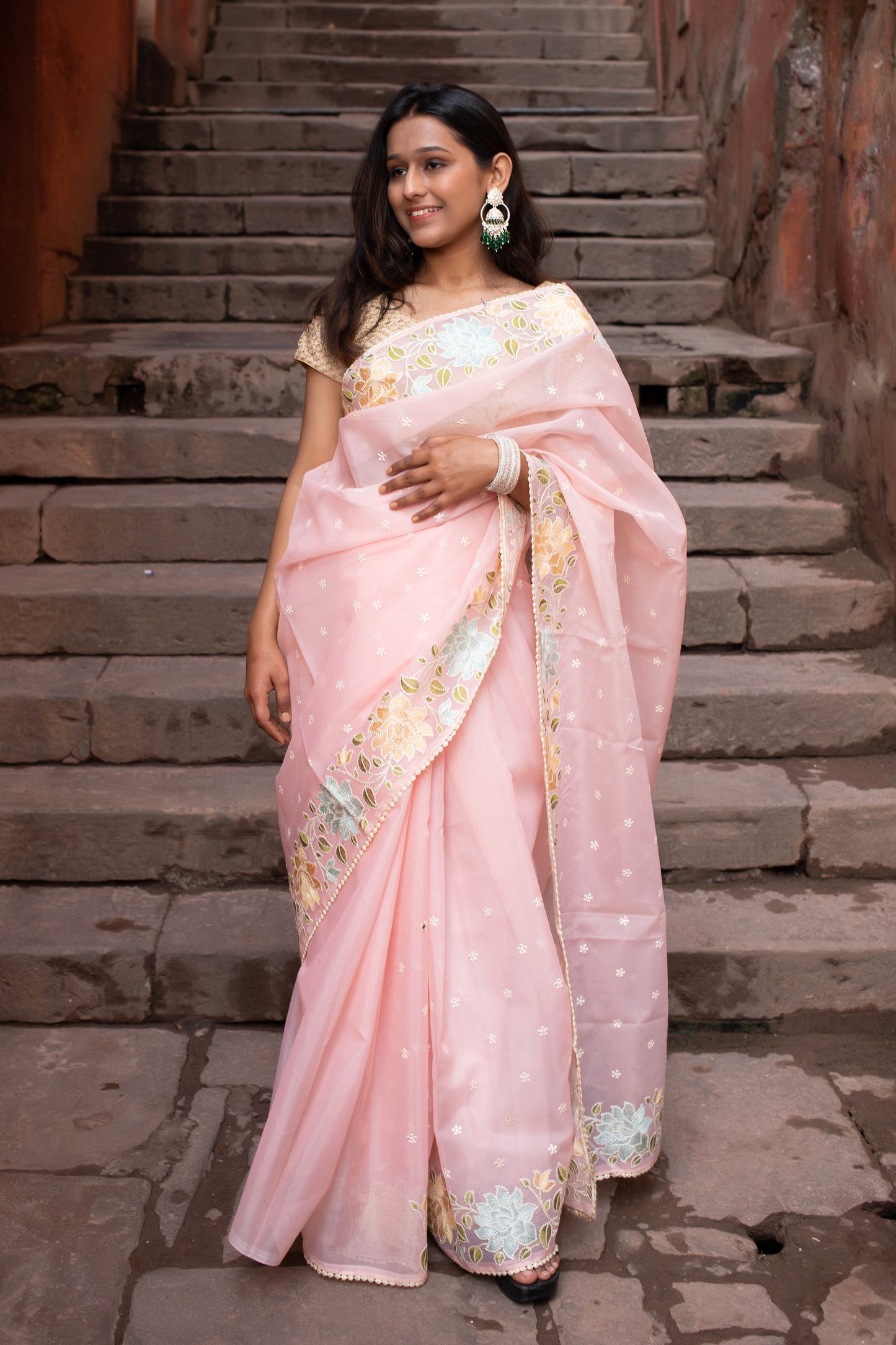 Misty Rose Banarasi Silk Saree