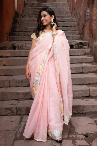 Misty Rose Banarasi Silk Saree