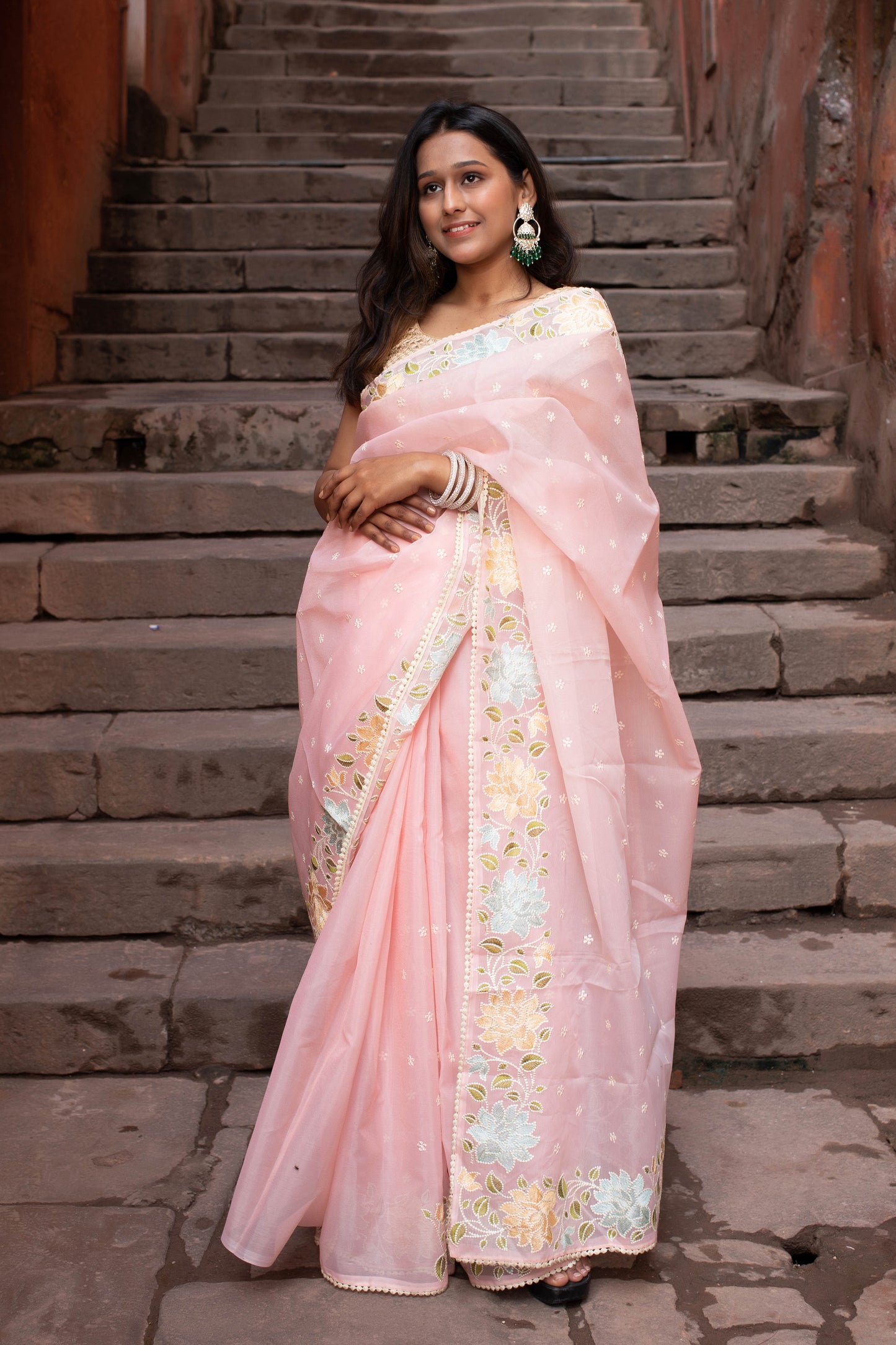 Misty Rose Banarasi Silk Saree