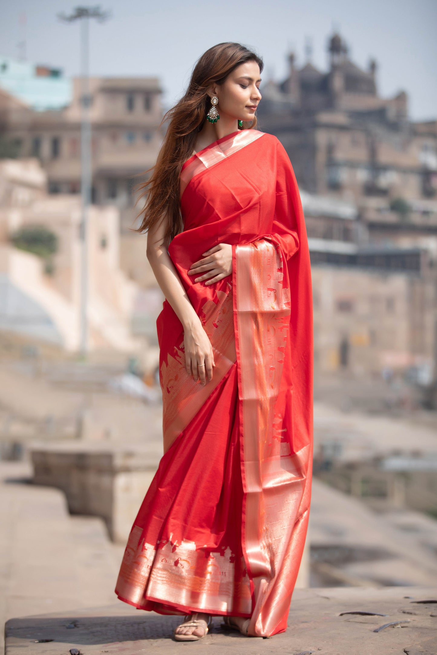 Ganga Ghat  Banarasi Silk Saree