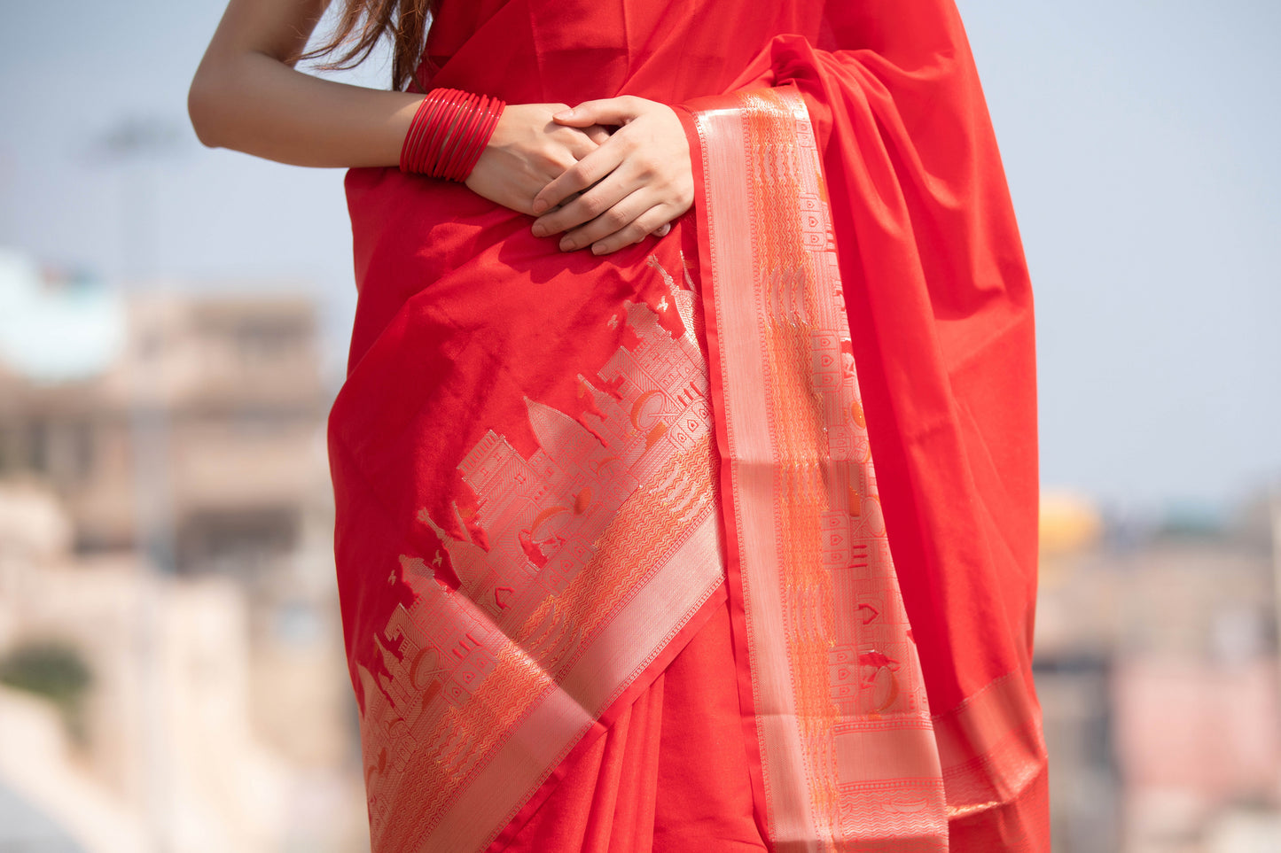 Ganga Ghat  Banarasi Silk Saree