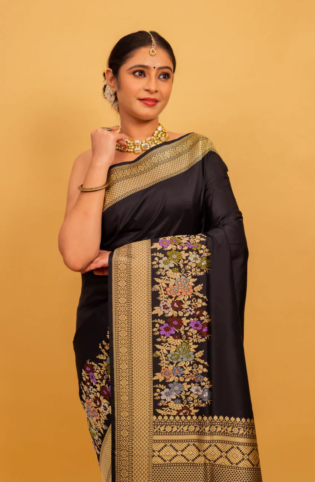 Black Handloom Pure Silk Banarasi Saree