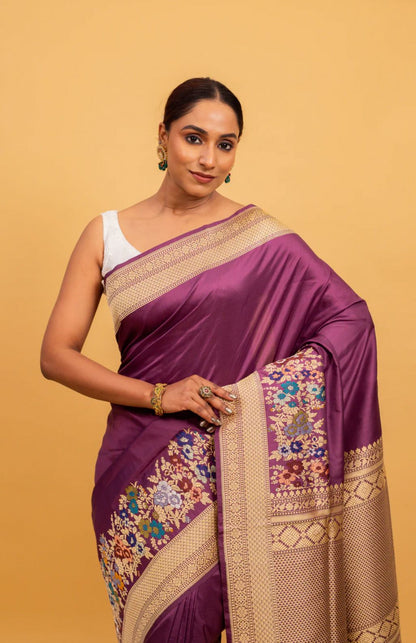 Vine Handloom Pure Katan Silk Banarasi Saree