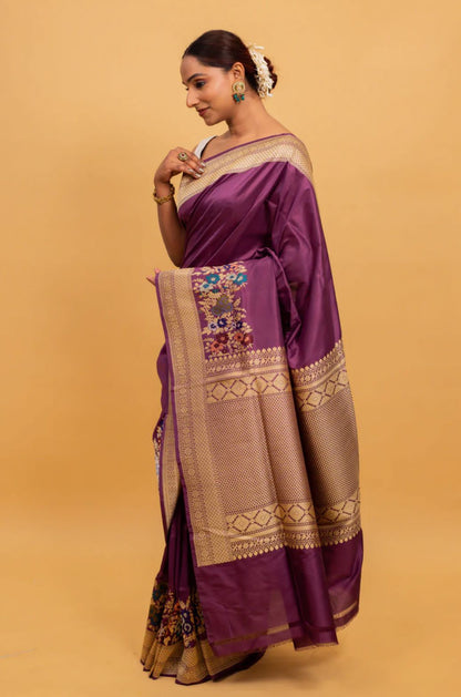 Vine Handloom Pure Katan Silk Banarasi Saree